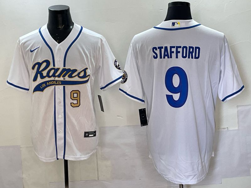 Men 2025 Los Angeles Rams 9 Stafford white Joint Name Nike Limited NFL Jersey style 003